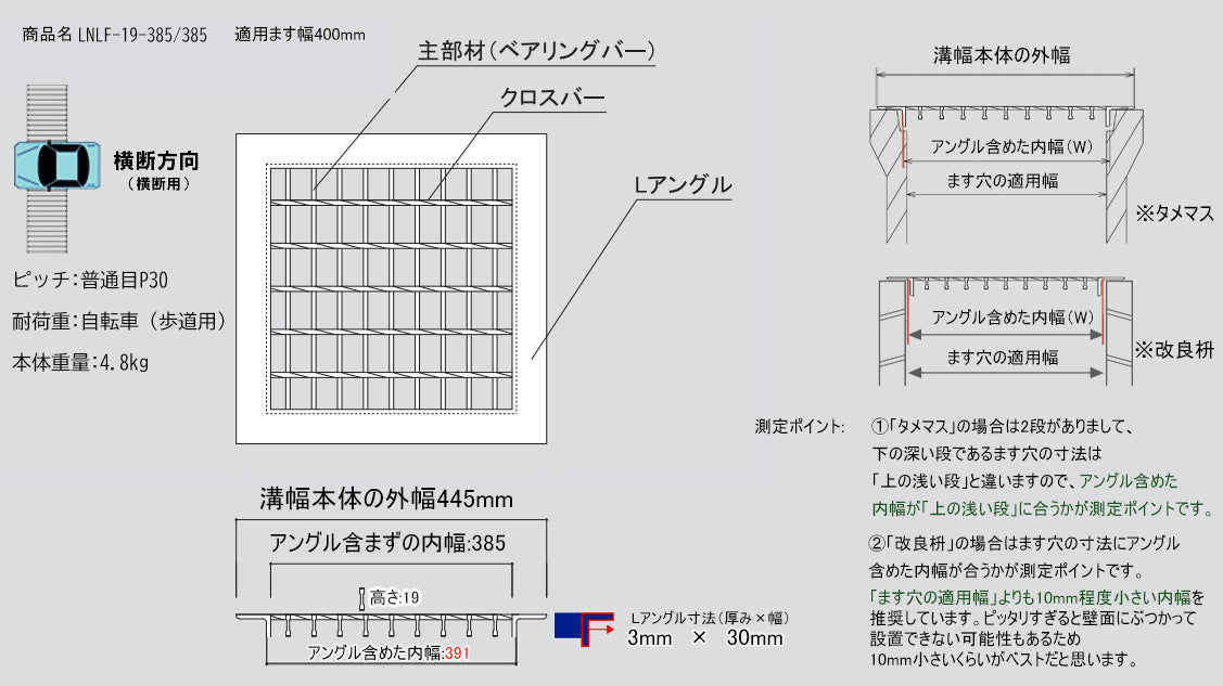 グレーチング 四面つば付グレーチング ためます ます用溝蓋 普通目 細目 180 240 300 350 360 400 450 500 600