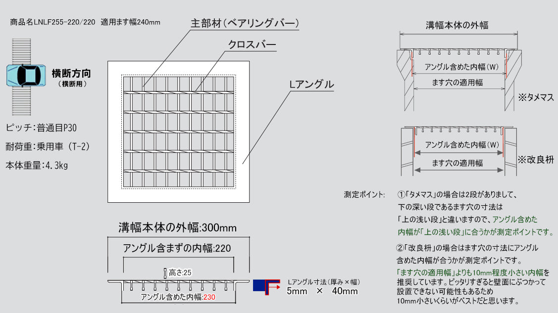 グレーチング 四面つば付グレーチング ためます ます用溝蓋 普通目 細目 180 240 300 350 360 400 450 500 600