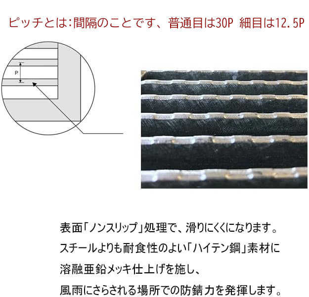 U字溝 グレーチング ハイテン鋼製 1枚の長さは約995mm 普通目 細目 歩道用 T2 T6 T14 対応溝幅360 400 450 500 600