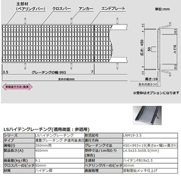 一般側溝用 みぞぶた グレーチング ハイテン鋼製 普通目 歩道用 T2 T6 T14 対応溝幅 200 250 300 350 400 45 –  グレーチングファクトリー