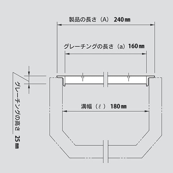 グレーチング U字溝用 スチールタイプ 特価品  ノンスリップ 180 200 240 450 歩道用 T-14