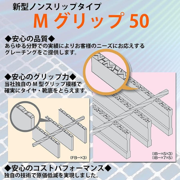 グレーチング U字溝用 溝蓋 溝幅 150mm用 細目 適用荷重 T-14 消防車通過 ノンスリップ 圧接式 MGHU253-15