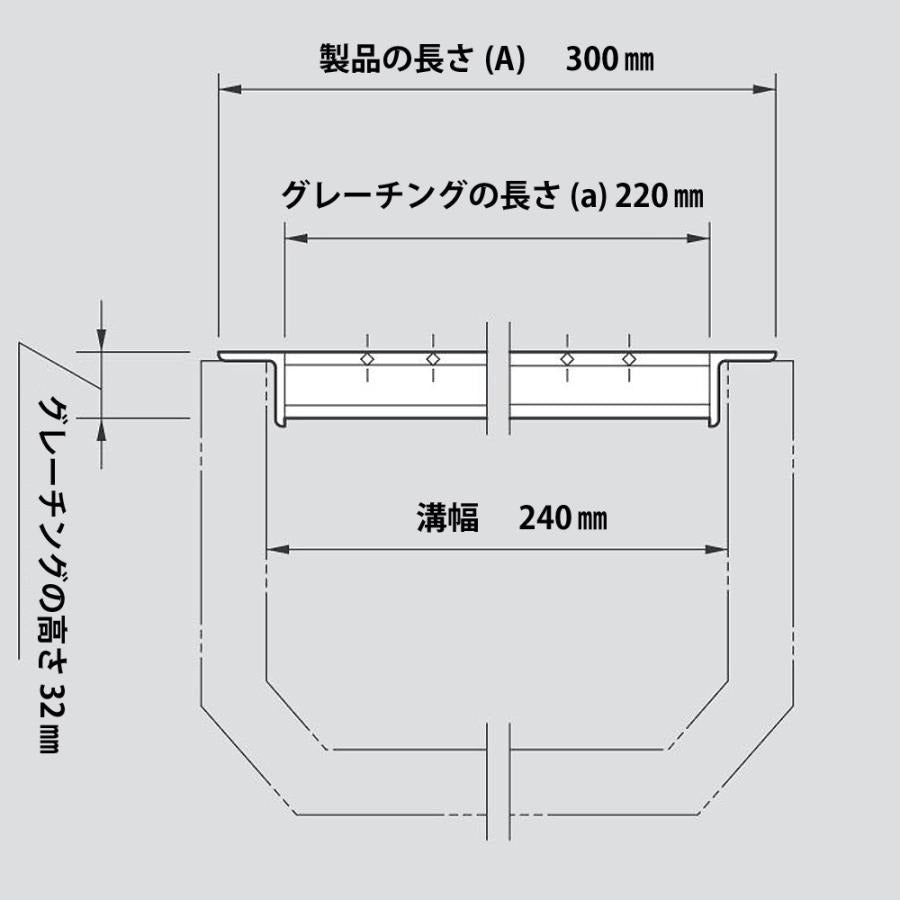 グレーチング U字溝用 溝蓋 溝幅 240mm用 普通目 適用荷重 T-6 小型
